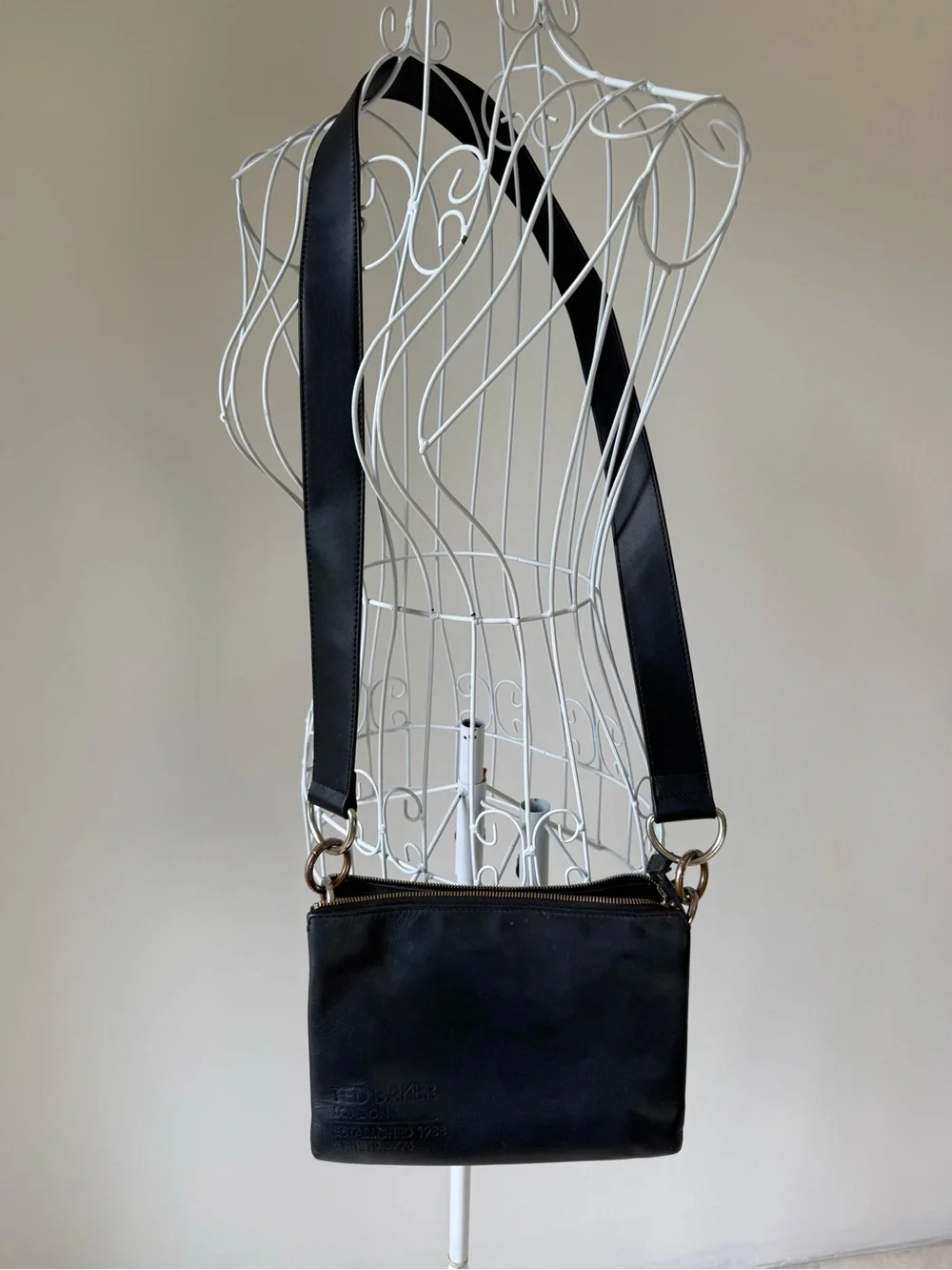 Ted Baker Darceyy Black Leather Crossbody Bag Multi Compartment Zip Purse